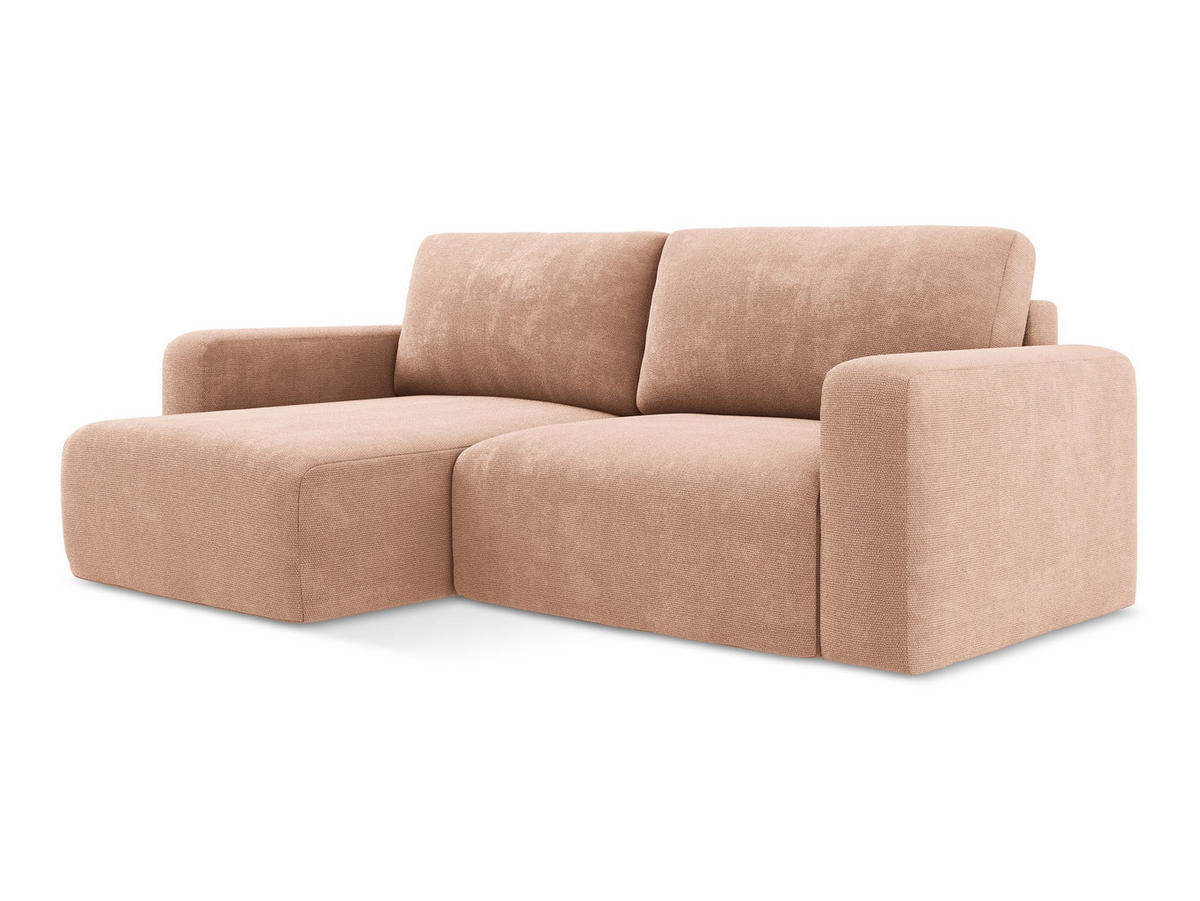 ECKSOFA mit Schlaffunktion links Chenille Stoff Pink - Pink/Koralle, Kunststoff/Textil (149/244cm) - Makamii