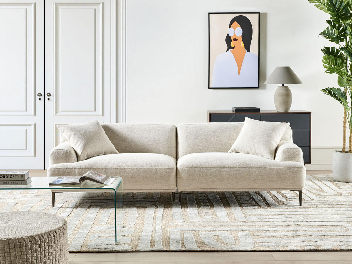 POHOVKA 3-místná Látka Světle béžová Matila - béžová, textil (233/70/94cm) - Beliani
