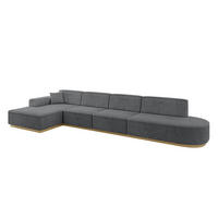 ECKSOFA Ottomane Links IREA-L3-v2 - 403x165x81 cm Duneklgrau - Dunkelgrau, Holzwerkstoff/Textil (403/165cm) - ALTDECOR