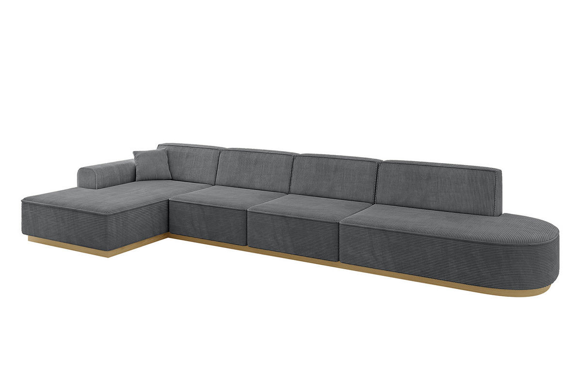 ECKSOFA Ottomane Links IREA-L3-v2 - 403x165x81 cm Duneklgrau - Dunkelgrau, Holzwerkstoff/Textil (403/165cm) - ALTDECOR