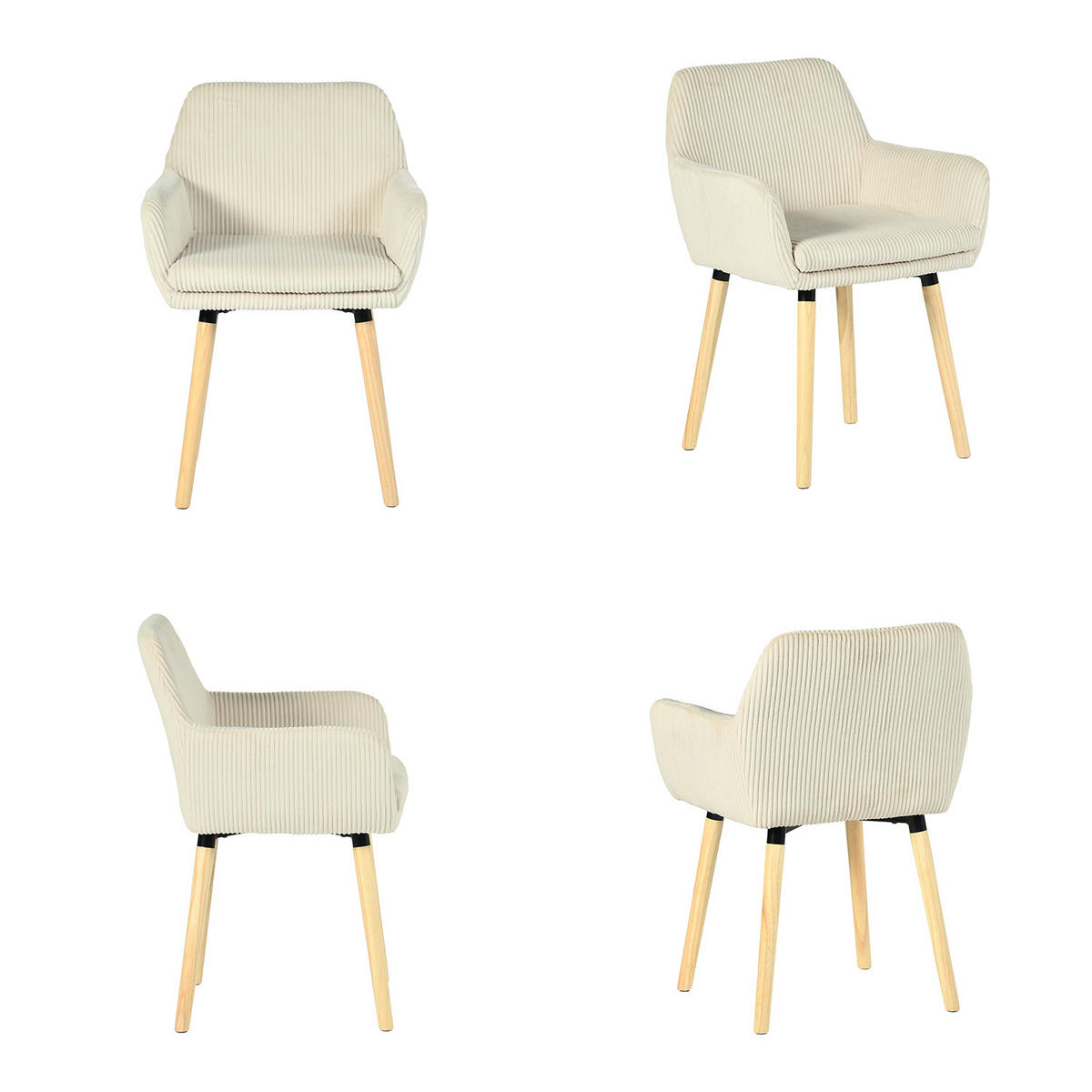 ESSZIMMERSTUHL 2er Set in Beige mit Cord-Optik - Beige, Textil (54/77/53cm) - Meubles Cosy