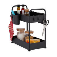 POLIČKA pod drezom - čierna, kov/plast (22/42.5/40cm) - Relaxdays