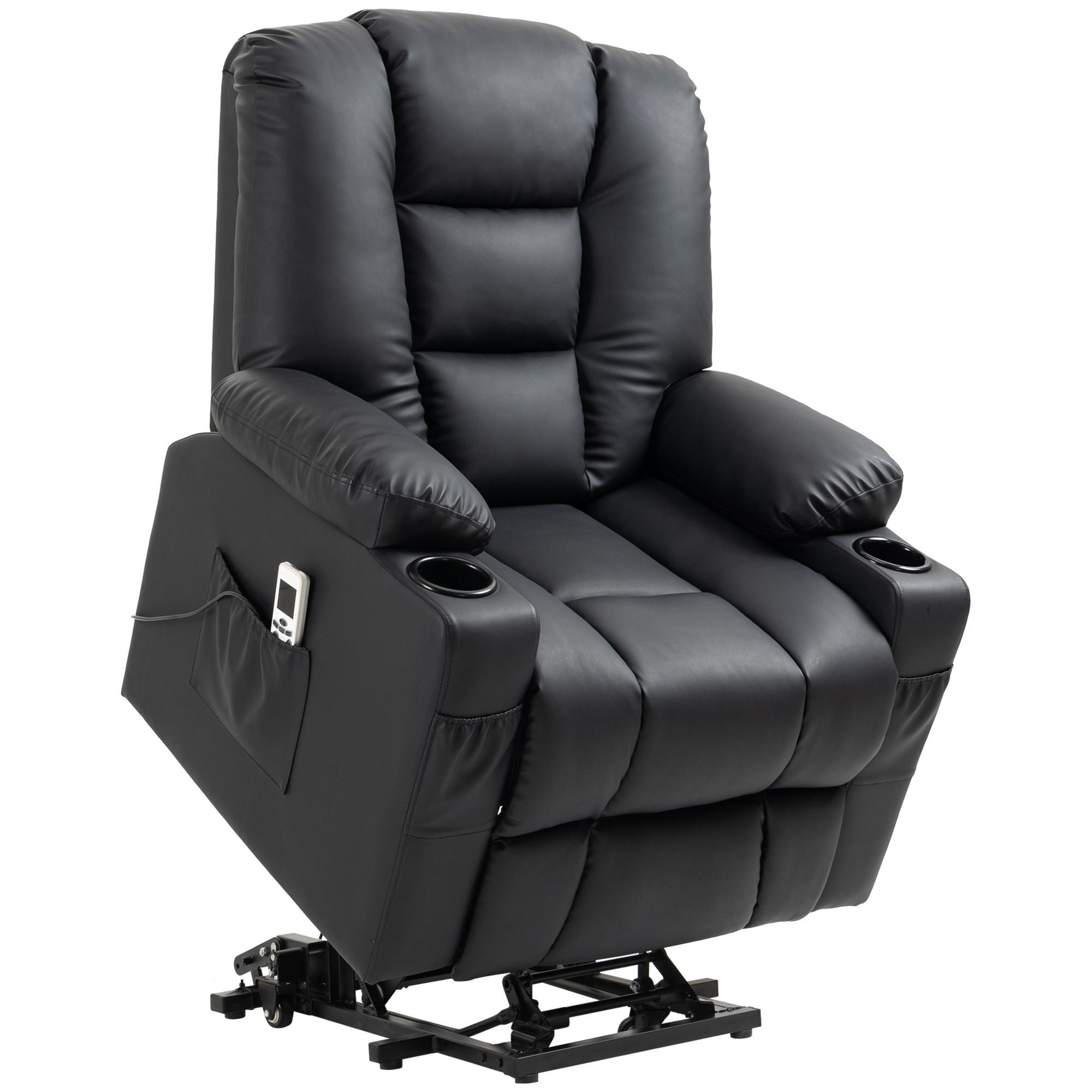 FERNSEHSESSEL mit Aufstehhilfe, Schwarz - Schwarz, Kunststoff/Metall (98/102/90cm) - HOMCOM