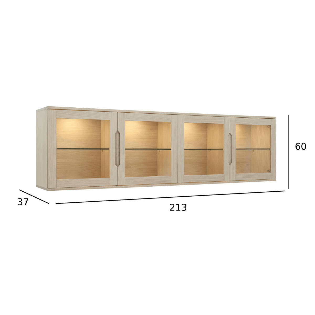 HÄNGEVITRINE Eiche bianco - Eiche Bianco/Eichefarben, Holzwerkstoff (213/60/37cm) - Furnhouse