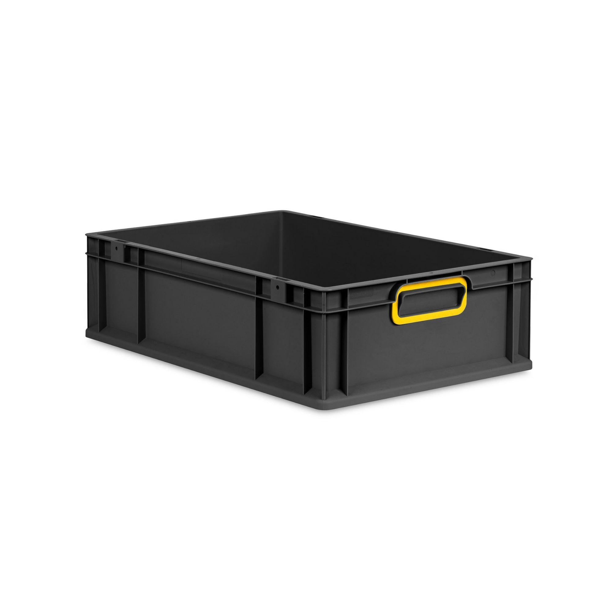 EUROBOX NextGen Color 17x40x60 cm 34 Liter Griffe gelb zu, Schwarz - Gelb/Schwarz, Kunststoff (40/17/60cm) - PROREGAL