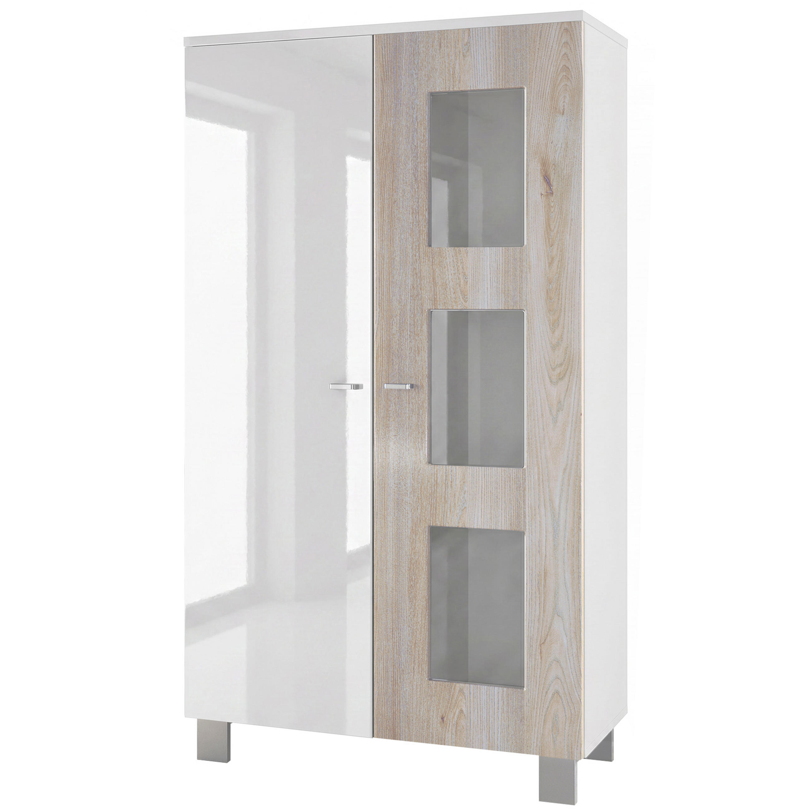 VITRINE Denjo Tür in Eiche Nordic - Silbereichenfarben, Holzwerkstoff (71/129/35cm) - Vladon