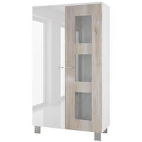 VITRINE Denjo Tür in Eiche Nordic - Silbereichenfarben, Holzwerkstoff (71/129/35cm) - Vladon