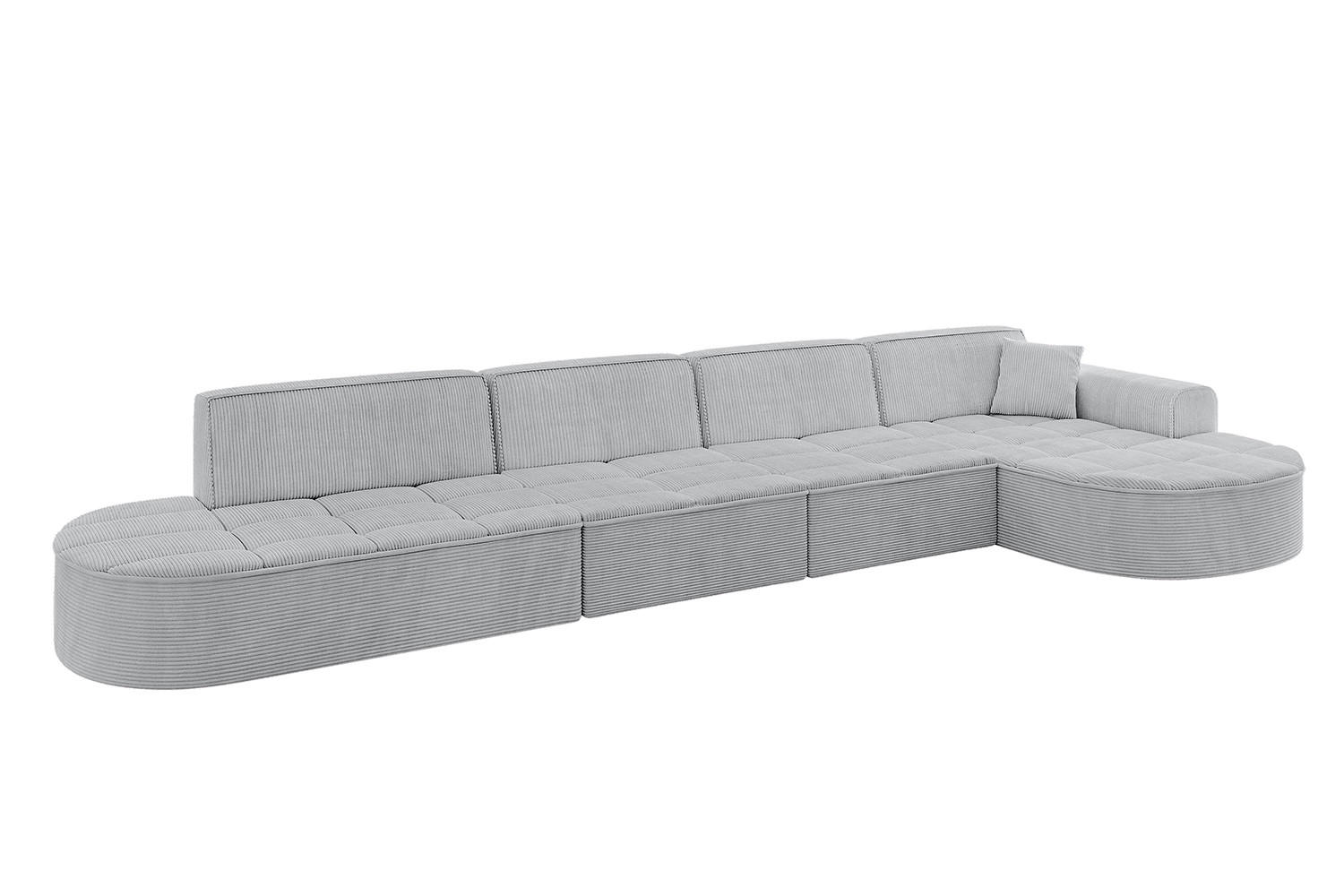ECKSOFA Ottomane Rechts TARO-L3 - 413x171x79,5 cm Grau - Grau, Holzwerkstoff/Textil (413/171cm) - ALTDECOR