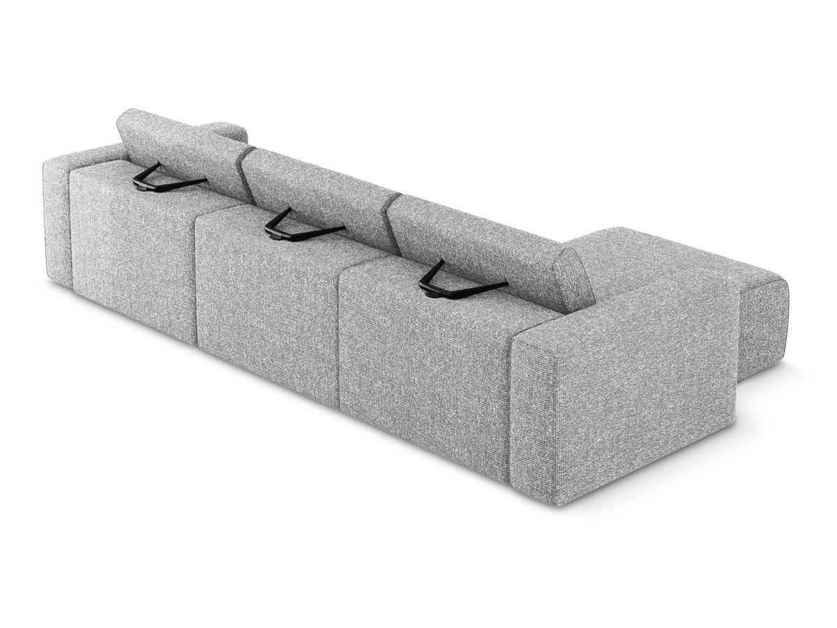 ECKSOFA Links Strukturstoff Stoff Grau - Beige/Silberfarben, Kunststoff/Textil (167/314cm) - Makamii