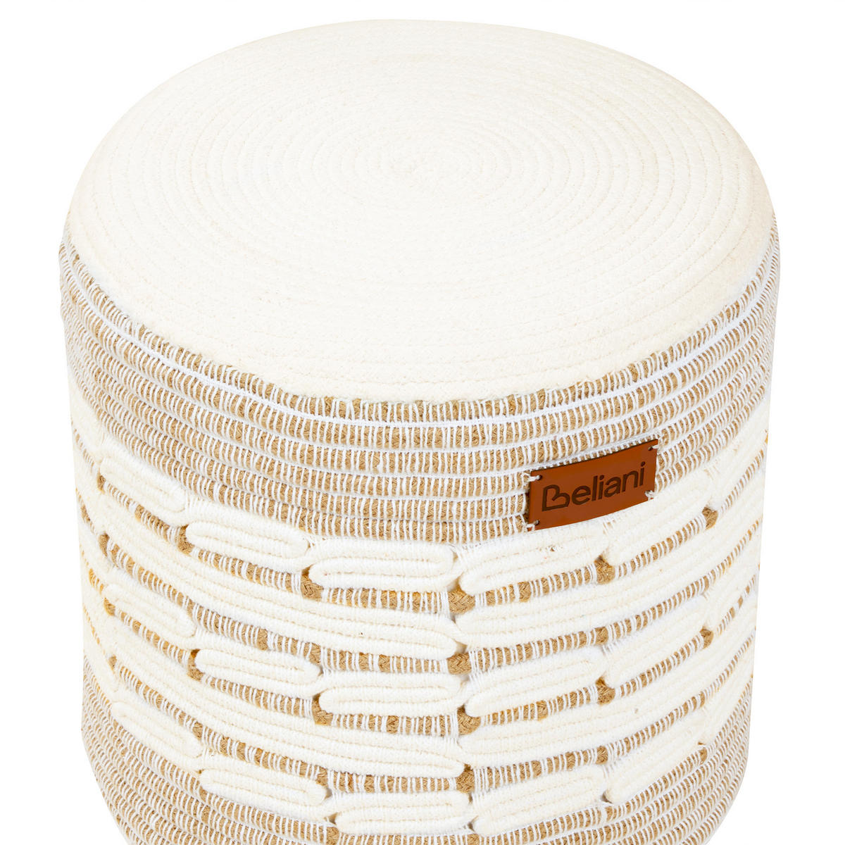 POUF Weiß Abtin - Beige/Weiß, Naturmaterialien (40/40/40cm) - Beliani
