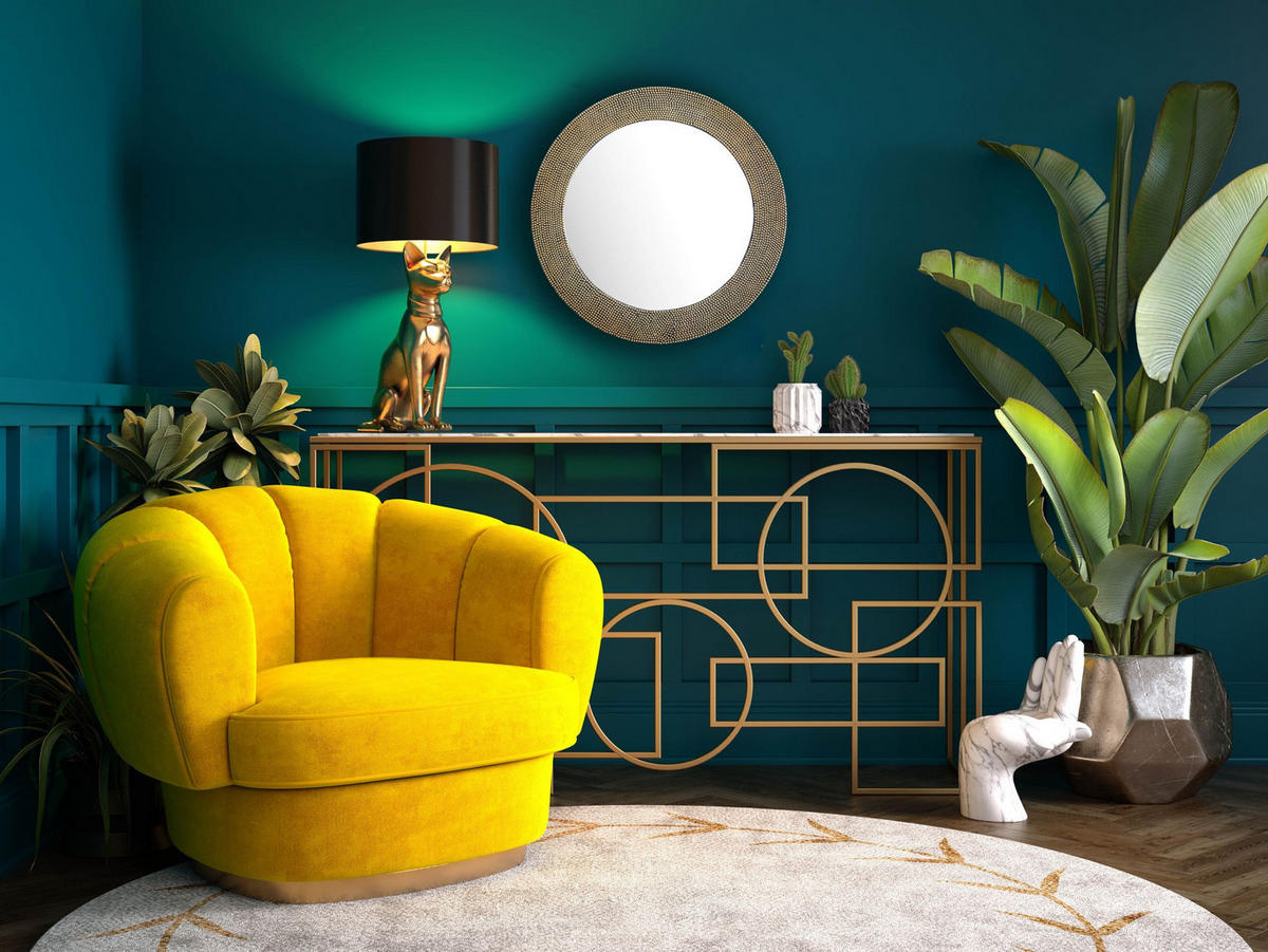 WANDSPIEGEL Rund Metall Gold 60 cm Mit Perlenrahmen - Goldfarben, Glas (60/60/3cm) - KADIMA DESIGN