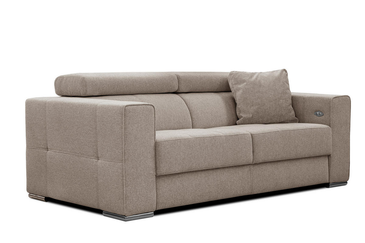 SOFA QUARTZ 3-Sitzer mit Ausziehsitz, taupe - Taupe, Holzwerkstoff/Textil (202/80/102cm) - Courtois Laville