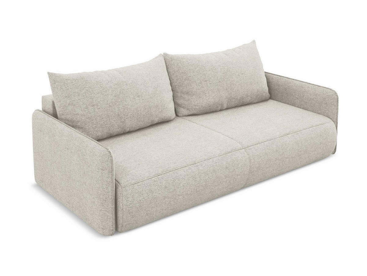 3-SITZER SOFA mit Schlaffunktion Chenille Stoff Grau - Silberfarben/Schwarz, Kunststoff/Textil (216/86/105cm) - Makamii