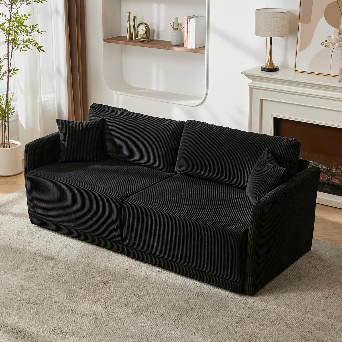 SCHLAFSOFA DE-35218 multifunktional umwandelbar Schwarz - Schwarz, Textil (88/84/182cm) - ComfortXL