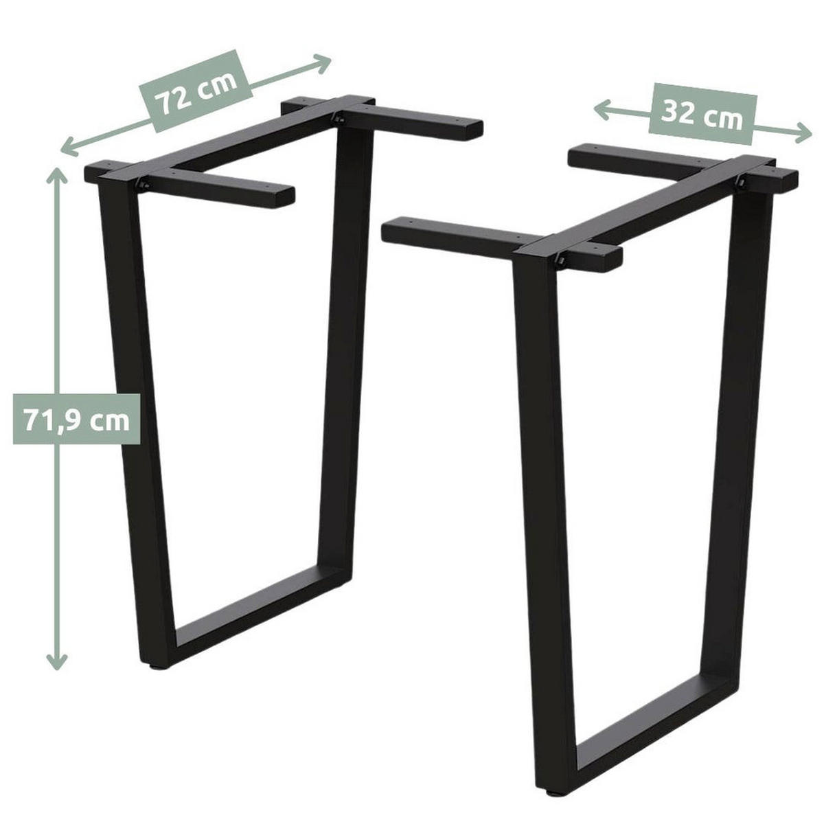 TISCHGESTELL Trapez - Schwarz, Metall (32/71.9/72cm) - holz4home®