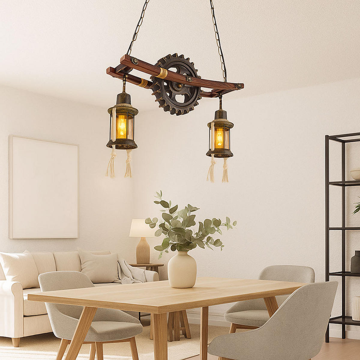 LED HÄNGELEUCHTE Holz Schwarz - Schwarz, Holz (62/20/110cm) - Globo Lighting