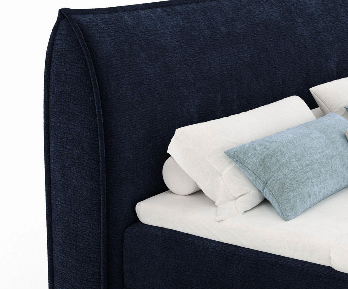 BOXBETT 200/200 cm Corvus, in Marineblau, Matratze, Topper, Bettkasten, H3 = fest - Schwarz/Dunkelblau, Holz/Holzwerkstoff (200/200cm) - Maison de Reve