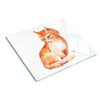 GLASPLATTE 60x52 cm Rote Katze - Orange, Glas (60/52cm) - TULUP