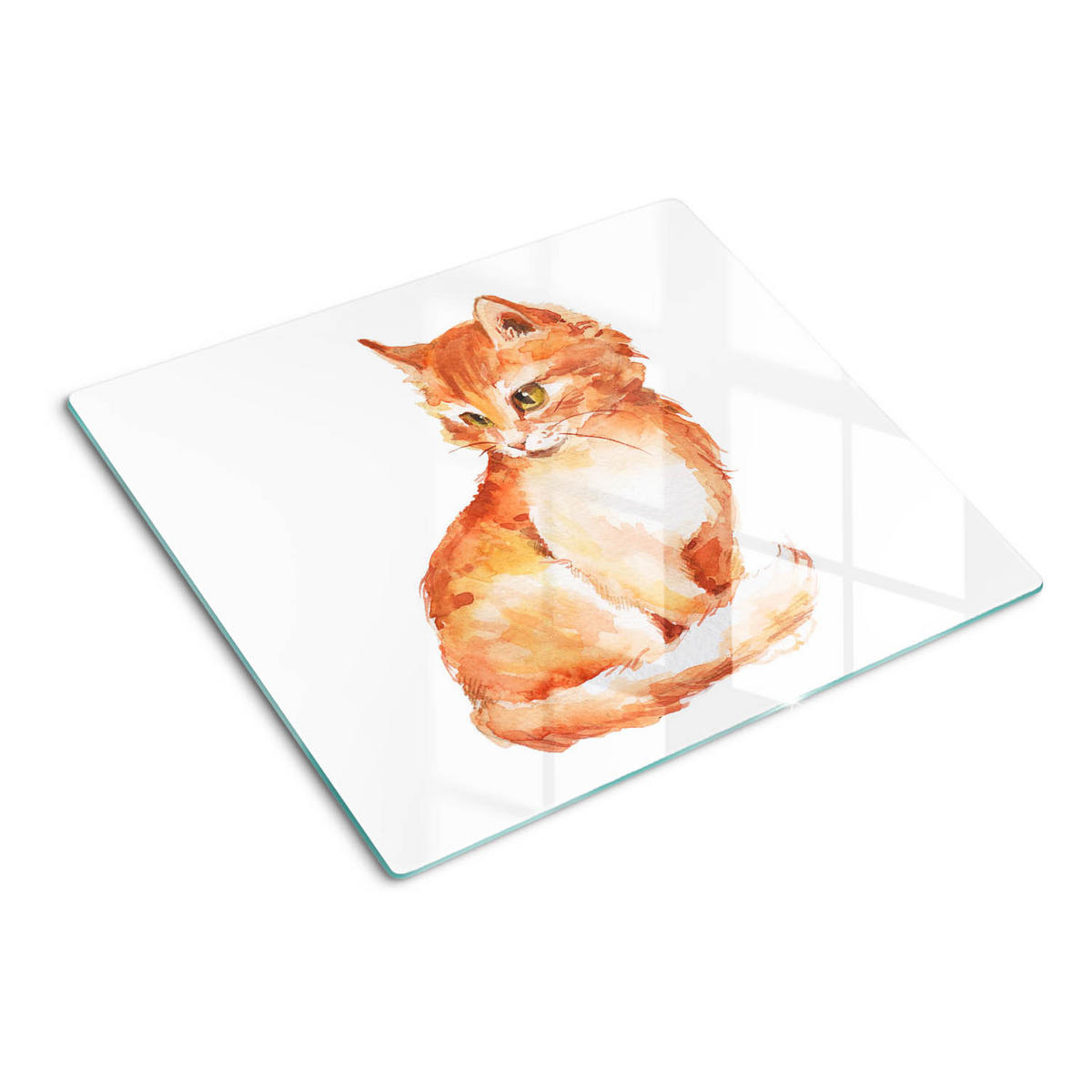 GLASPLATTE 60x52 cm Rote Katze - Orange, Glas (60/52cm) - TULUP