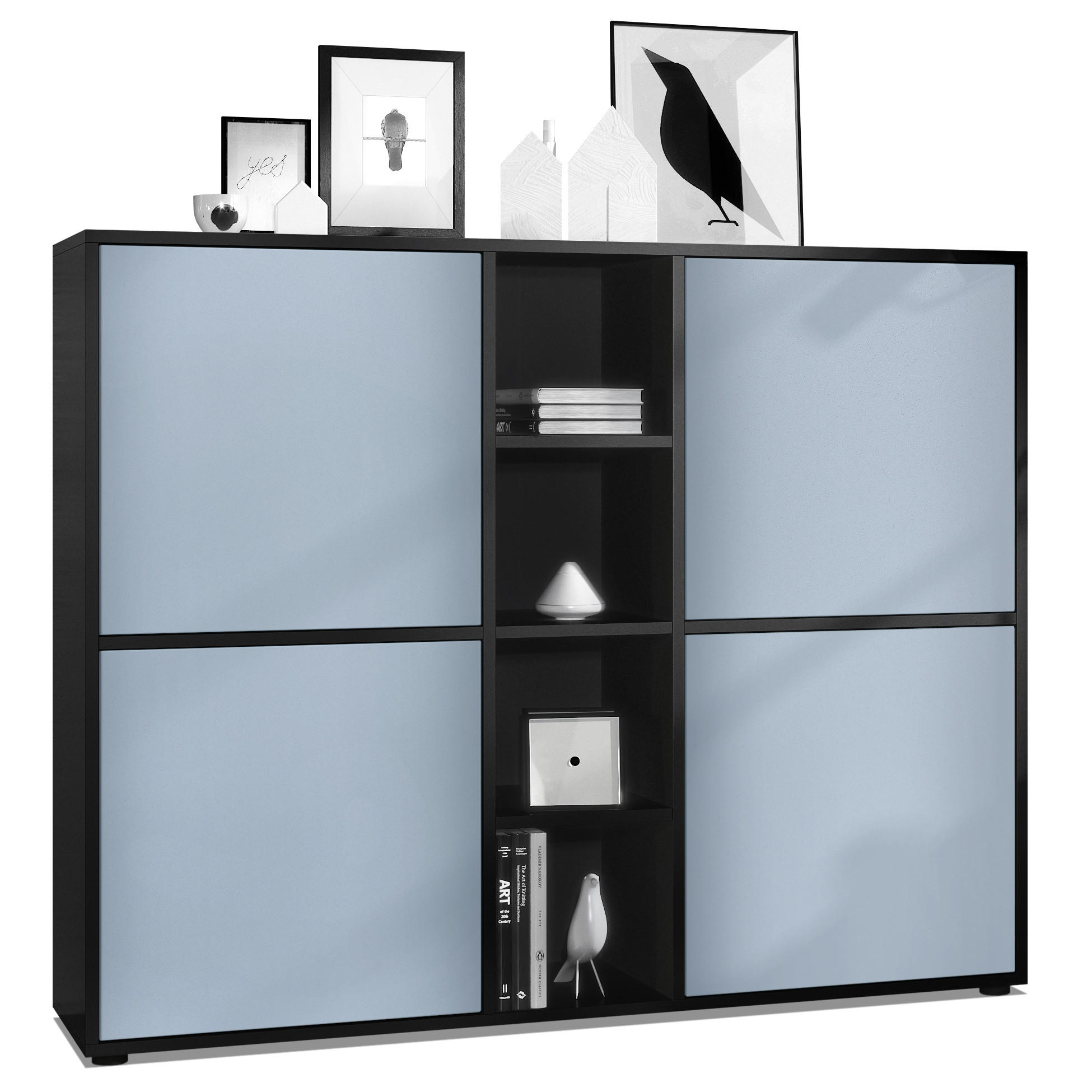 HIGHBOARD Cuba Türen in Denim matt - Pastellblau, Holzwerkstoff (130.5/105.5/35.5cm) - Vladon