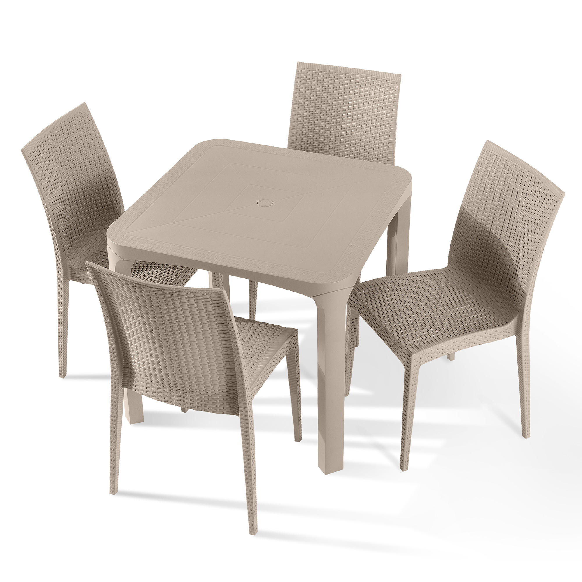 GARTENMÖBEL-SET LEOPSI, ETULI 5-tlg, Beige - Beige, Kunststoff - KONSIMO®