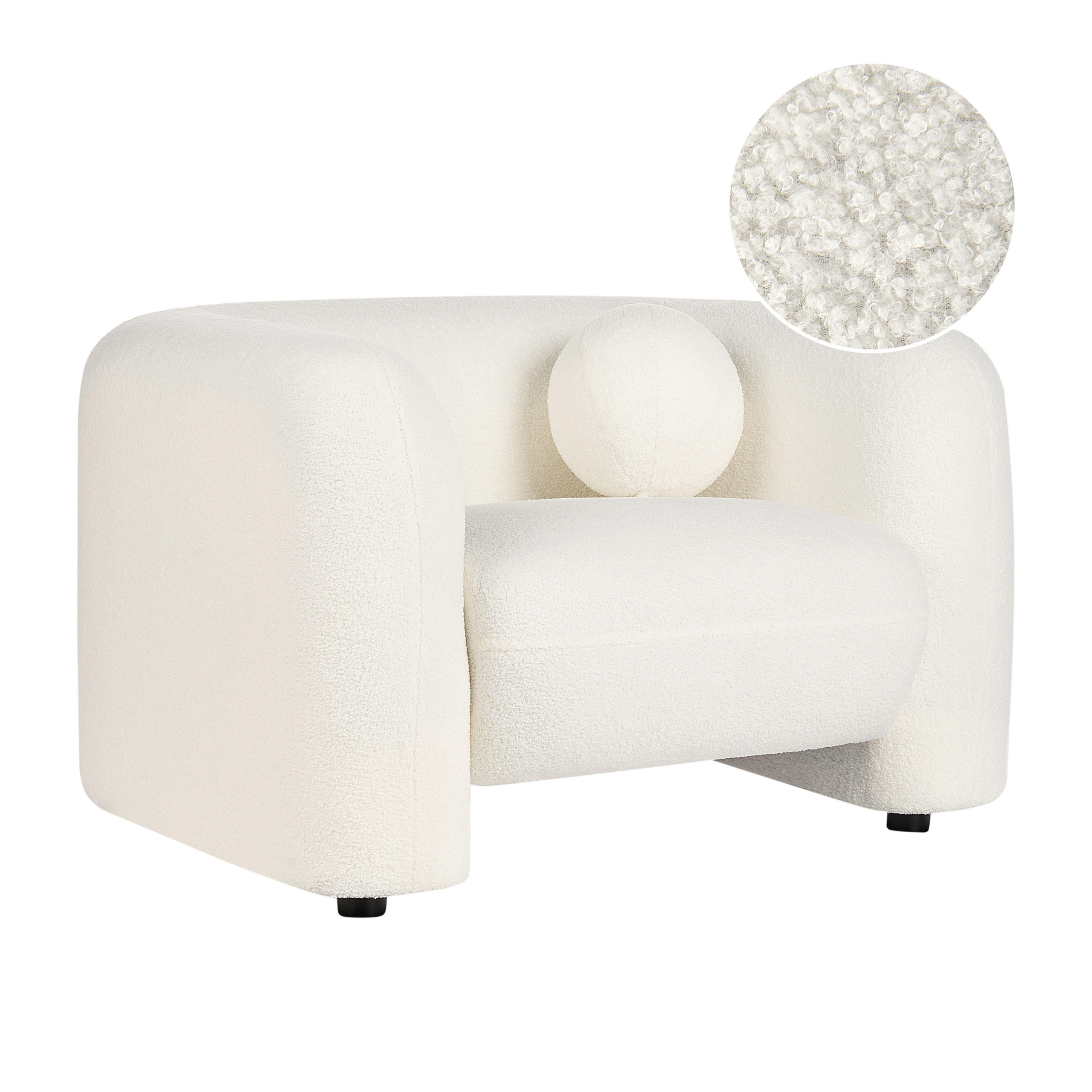 SESSEL Bouclé Weiß Leiren - Weiß, Textil (111/73/83cm) - Beliani