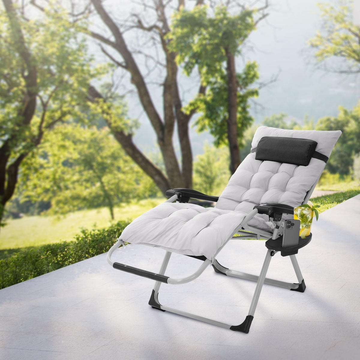 SONNENLIEGE grau - Grau, Metall (65/112/82cm) - Hauki