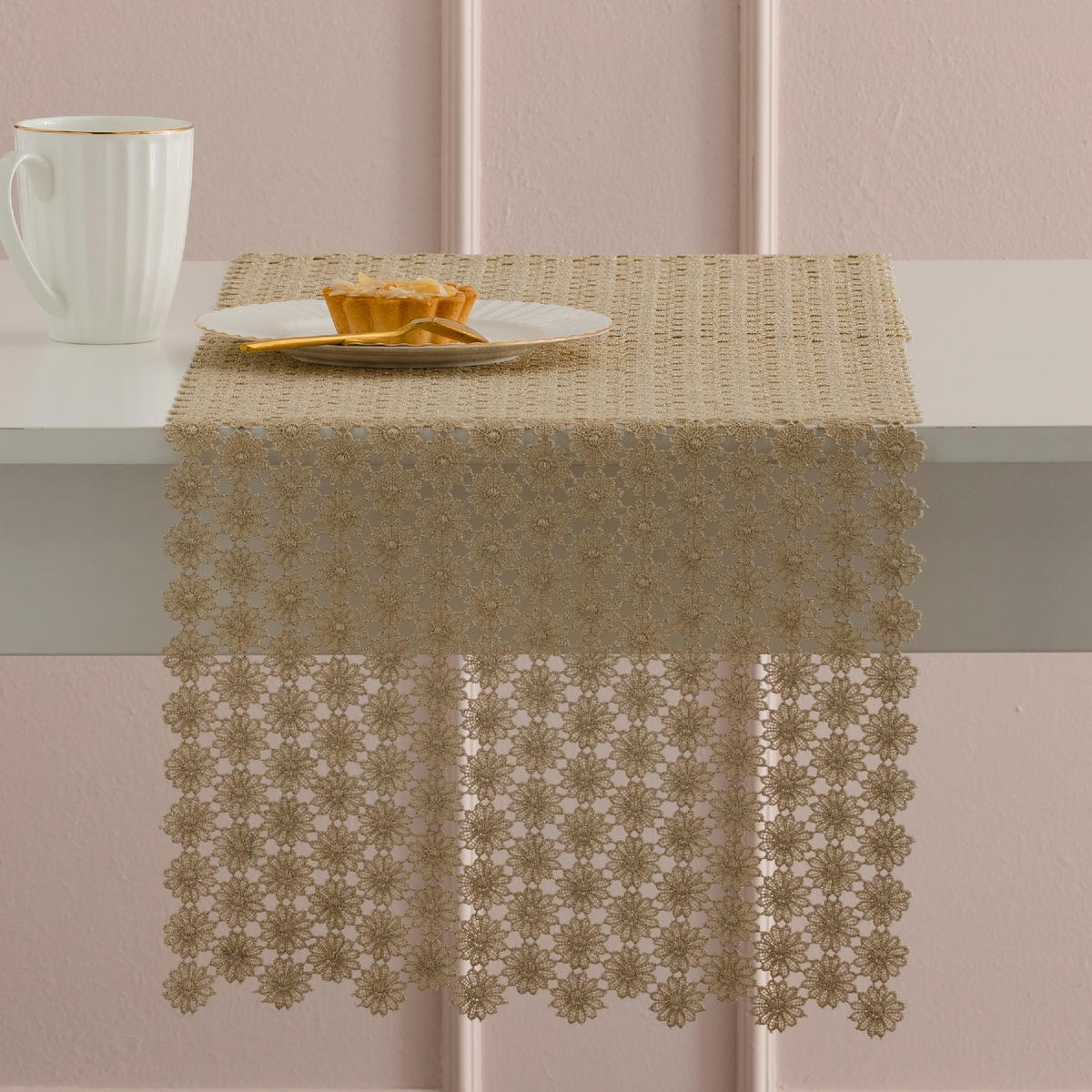 TISCHLÄUFER Douglasa - Goldfarben, Textil (180/35/1cm) - home&you