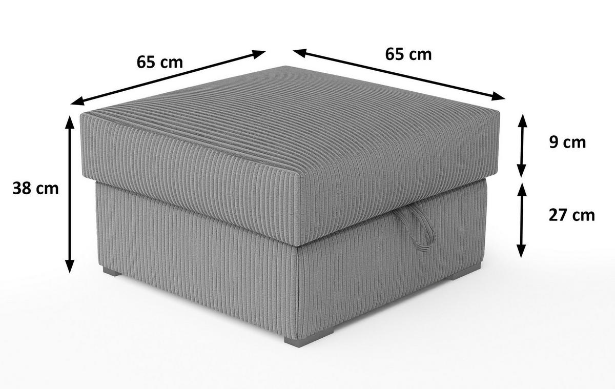 POUF FERA Hellgrau 65x65 cm - Hellgrau, Textil (65/38/65cm) - MASSENO