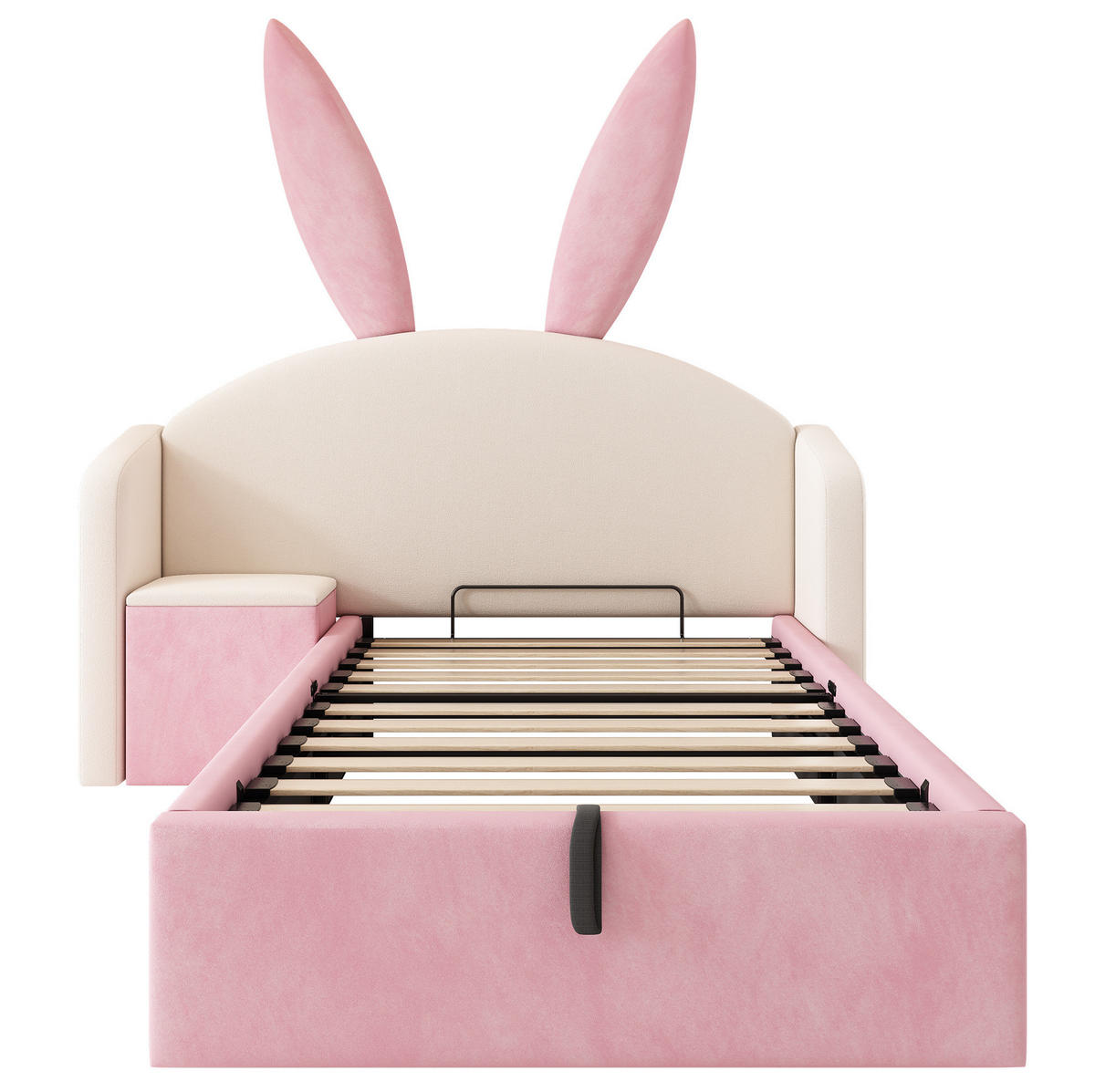 KINDERBETT mit Stauraum 90/200 cm mit hydraulischem Stauraum und Nachttisch, ohne Matratze - Pink, Textil (90/200cm) - MIVRAY