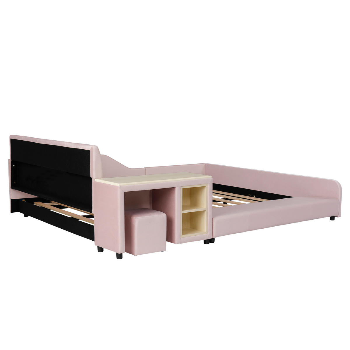 POLSTERBETT 140/200 cm DE-32731 mit Schreibtisch und Hocker Pink - Pink, Metall (140/200cm) - ComfortXL