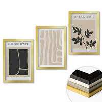 WANDBILDER 3er Set - 20x30 cm Goldrahmen - Abstrakte Pflanzenformen - Goldfarben, Kunststoff (20/30cm) - ArtPrintCave