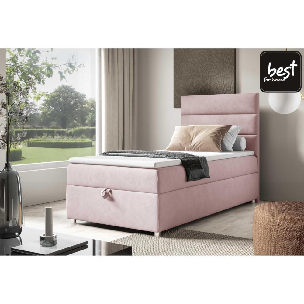 BOXBETT mit Bettkasten Trinity K4-SINGLE Bonellfederkern inkl. Topper - Rosa, Holz/Holzwerkstoff (70/200cm) - Best For Home