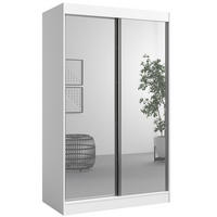 SCHIEBETÜRENSCHRANK mit Spiegel Como 2D2L 120 Grau - Silberfarben/Weiß, Holzwerkstoff/Metall (120/201/65cm) - mzm24