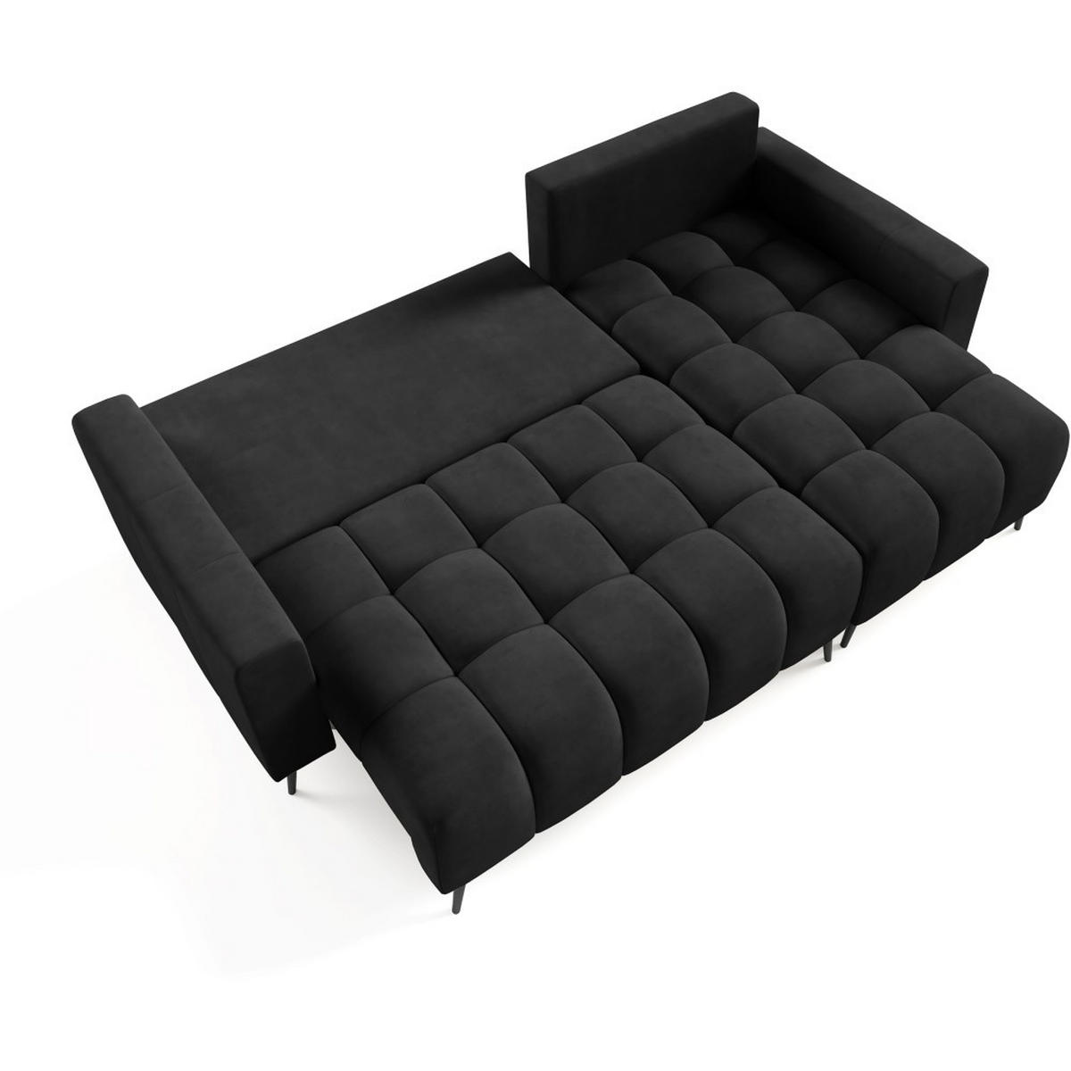 ECKSCHLAFSOFA Denver im Veloursstoff, Schwarz - Schwarz, Textil (232/148cm) - Beautysofa