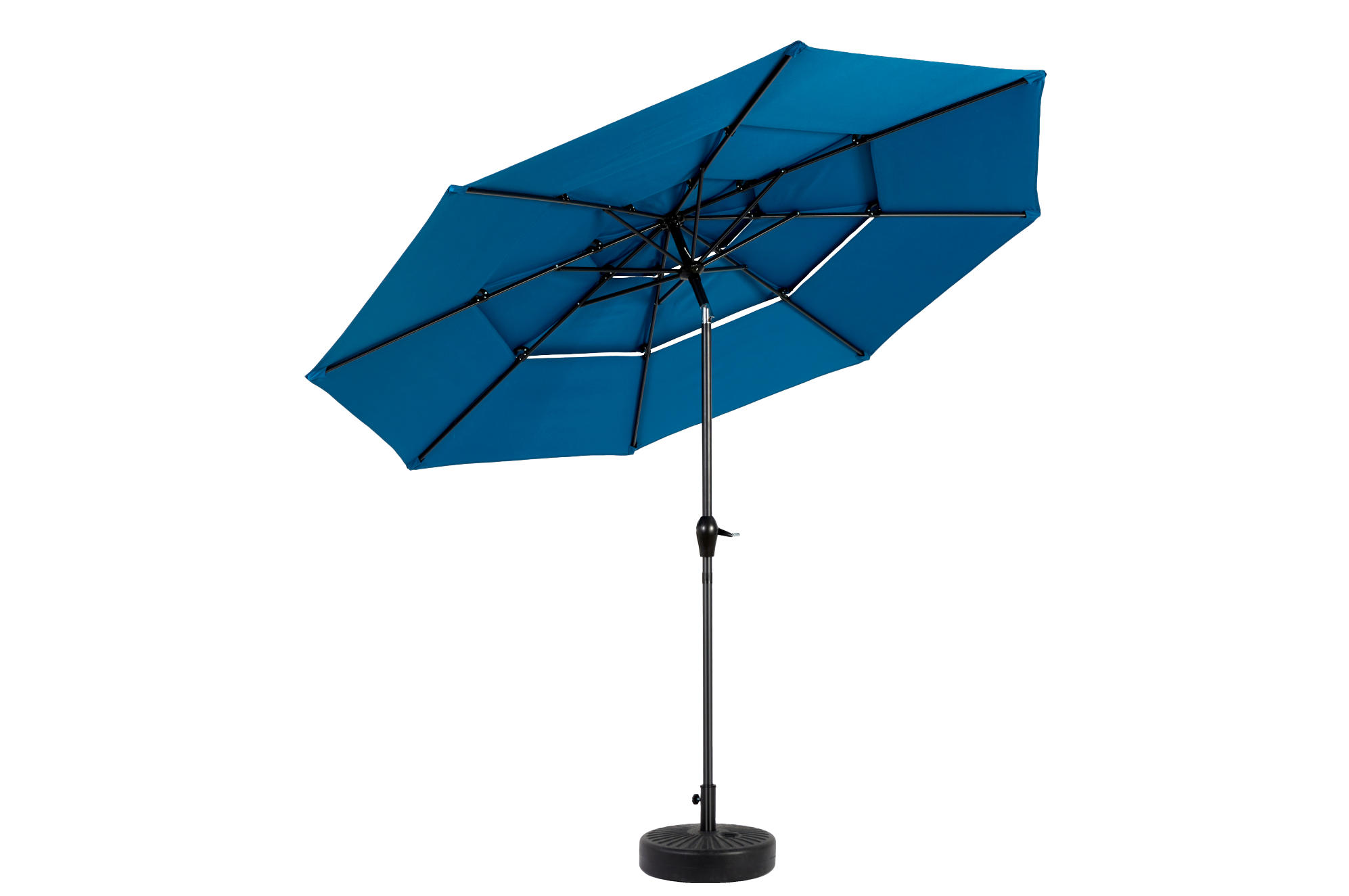 SONNENSCHIRM aus Stahl 294x294x250 cm in Dunkelblau mit Kurbel & Kippfunktion - Dunkelblau, Metall (294/294cm) - Modfu