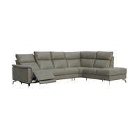 ECKSOFA Borea Echtleder mit 1 x Relaxfunktion Perlgrau - Hellgrau, Leder/Metall (310/220cm)