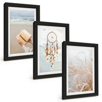 BILDER SET 3er Set - 20x30 cm Schwarzer Rahmen - Friedliche sommerliche Boho-Landschaften - Schwarz, Kunststoff (20/30cm) - TULUP
