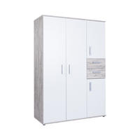 KLEIDERSCHRANK Bente 4-türig Weiß /Eiche - Eichefarben/Silberfarben, Holzwerkstoff/Kunststoff (130/188/54cm) - arthur berndt