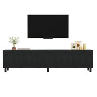 TV-LOWBOARD 180 x 38 x 45 cm aus MDF/Spanplatte, 5 Türen, Metallfüße, Schwarz - Schwarz, Holzwerkstoff (180/45/38cm)