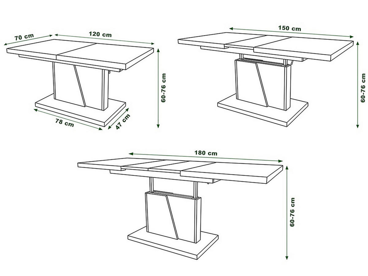 COUCHTISCH rechteckig Schwarz Hochglanz - Weiß matt ausziehbar höhenverstellbar - Schwarz Hochglanz/Weiß, Holzwerkstoff (70/120/60cm) - designimpex