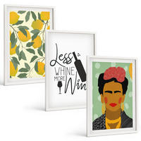 BILDER SET 3er Set - 40x60 cm Weißer Rahmen - Zitronenweinporträt von Frida - Weiß, Kunststoff (40/60cm) - TULUP