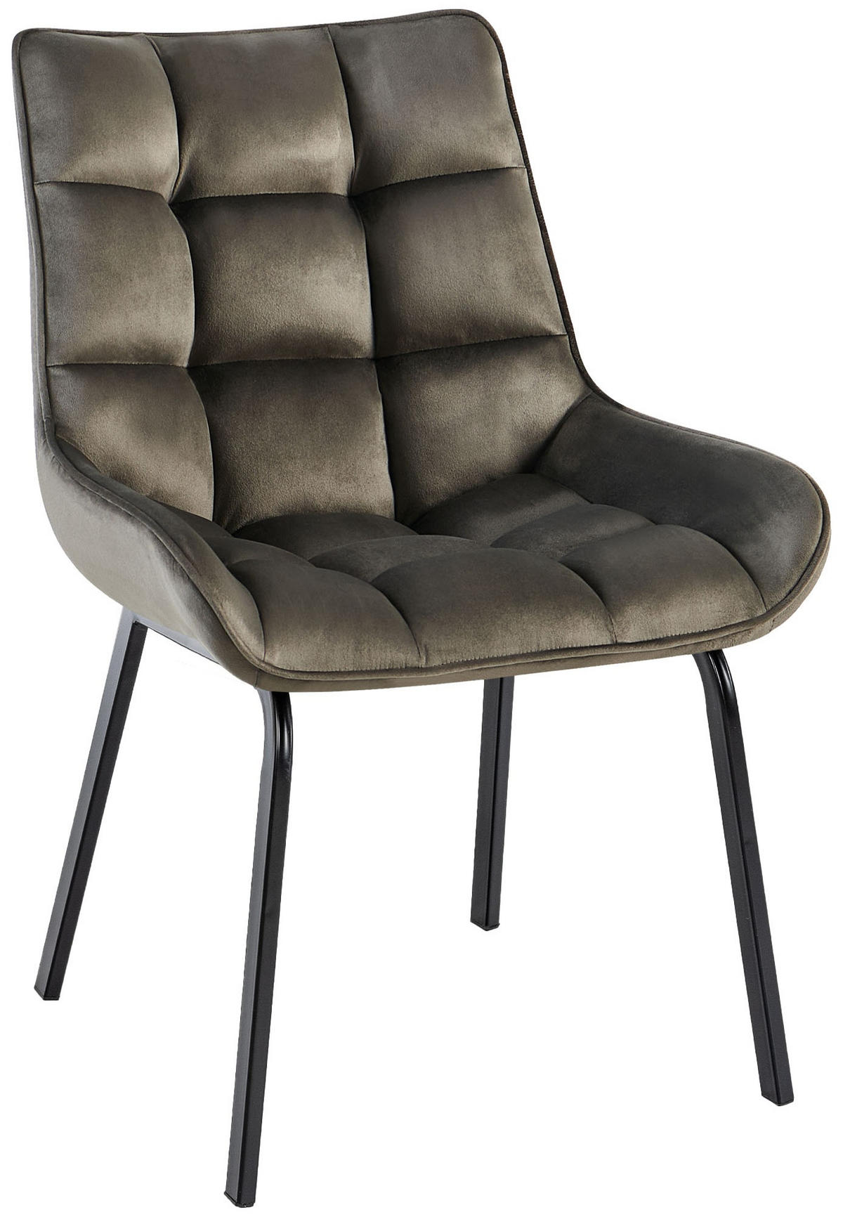 STUHL Samt anthrazit - Anthrazit/Schwarz, Textil/Metall (58/84/57cm) - CLP