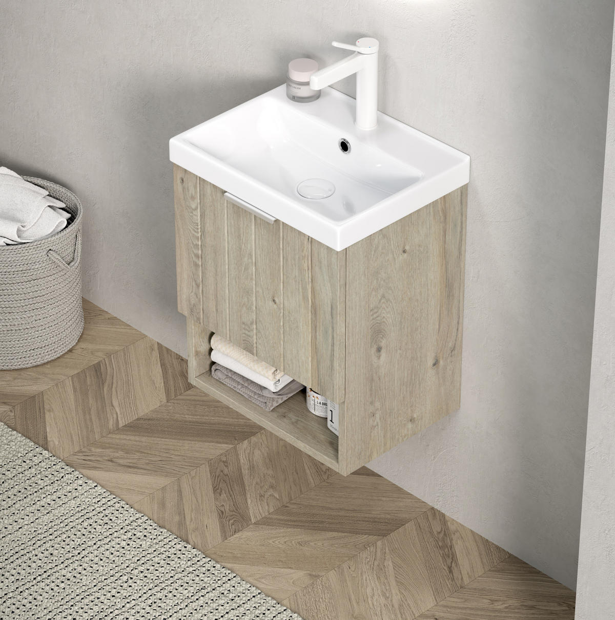 WASCHTISCHKOMBI 42 cm mit Soft-Close in Off-White - Creme, Keramik (42/53/32cm) - BEAOK
