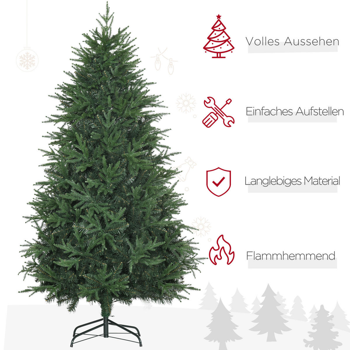 WEIHNACHTSBÄUME 114/114/180 cm grün aus Kunststoff mit schneller Montage - Grün, Kunststoff (180cm) - OKWISH