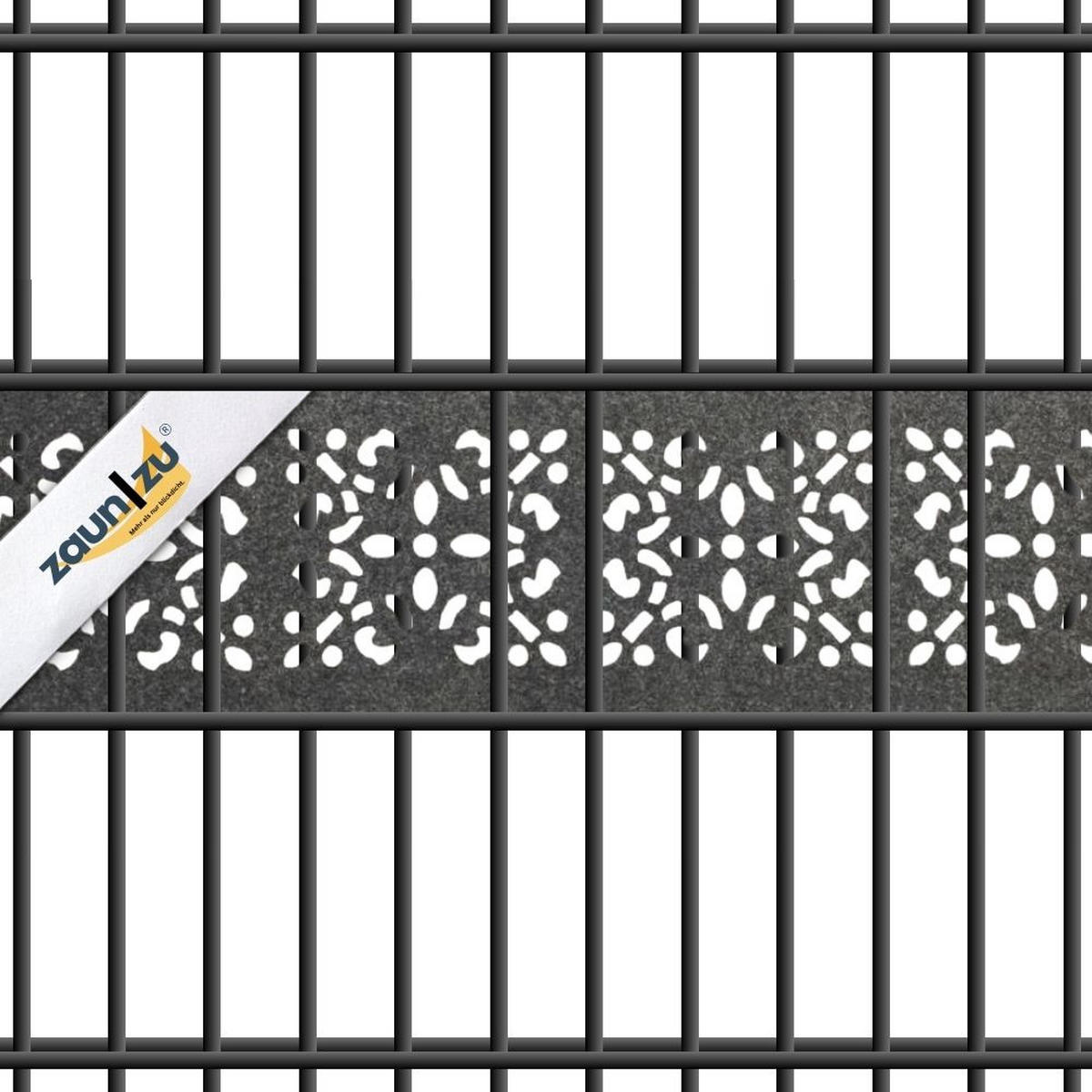 SICHTSCHUTZSTREIFEN Design Vlies Ornament für Doppelstabmatten Schwarzgrau 2,6m - Schwarz, Kunststoff (260/19cm) - ZAUN|ZU