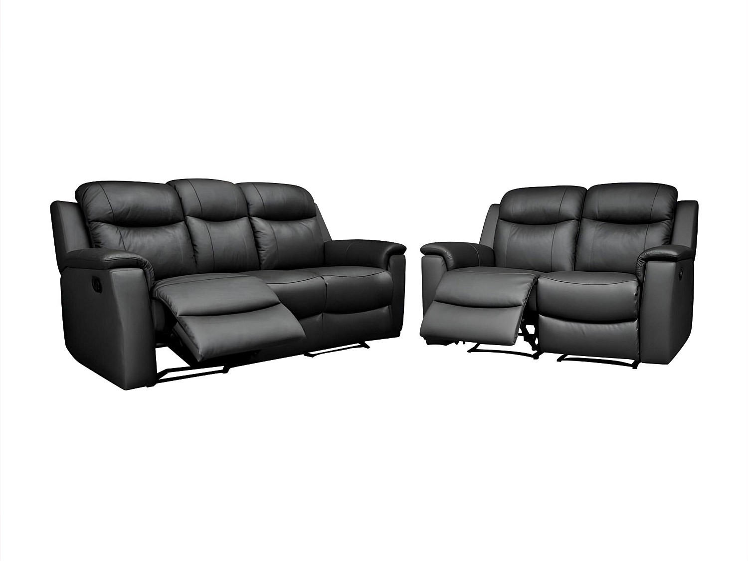 COUCHGARNITUR - 5 Personen - leder - schwarz Evasion - Schwarz, Leder (156/100/96cm) - Vente-Unique