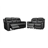 COUCHGARNITUR - 5 Personen - leder - schwarz Evasion - Schwarz, Leder (156/100/96cm) - Vente-Unique