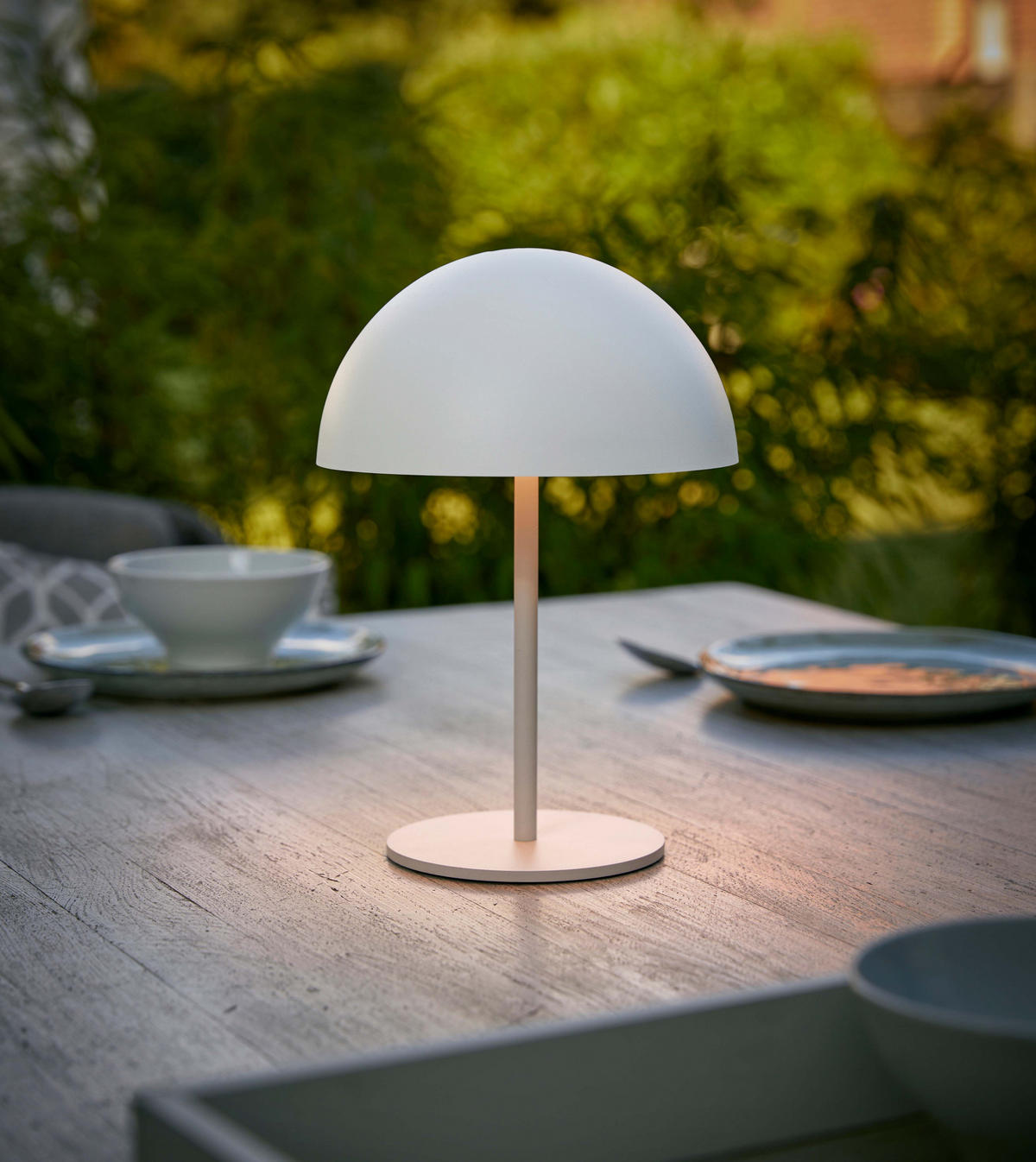 LED-TISCHLAMPE Pilzform dimmbar Metall Ø18x28xcm Weiß - Weiß, Metall (18/18/28cm) - Northpoint
