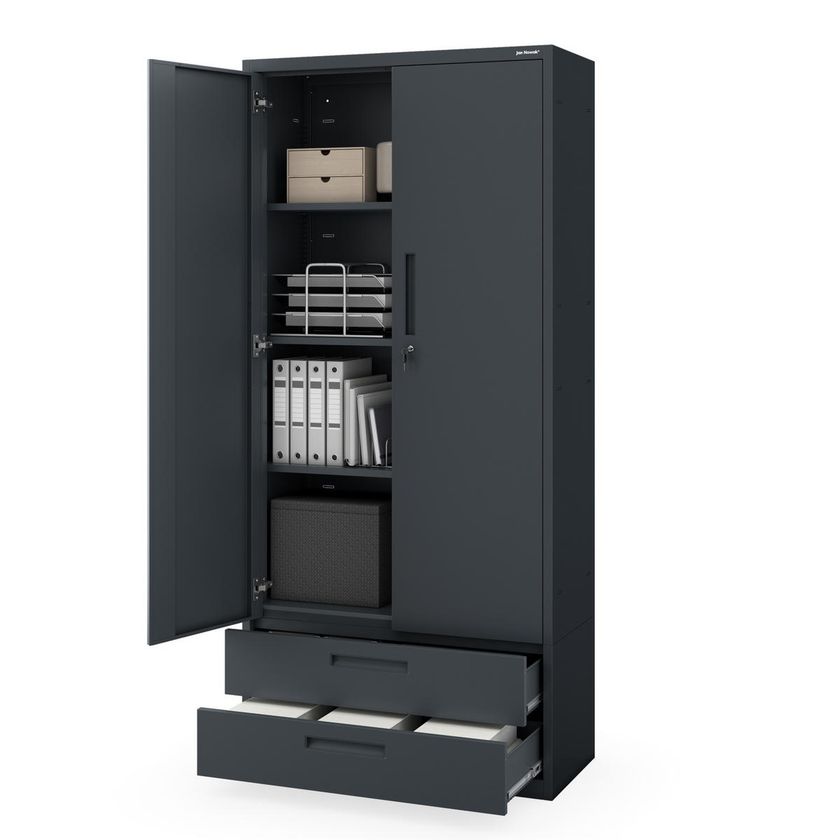 METALLSCHRANK Megan - Anthrazit, Metall (90/195/40cm)